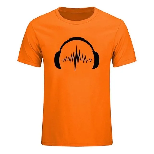 Headphones Sound Waves Men's T-Shirts 100% cotton SJA