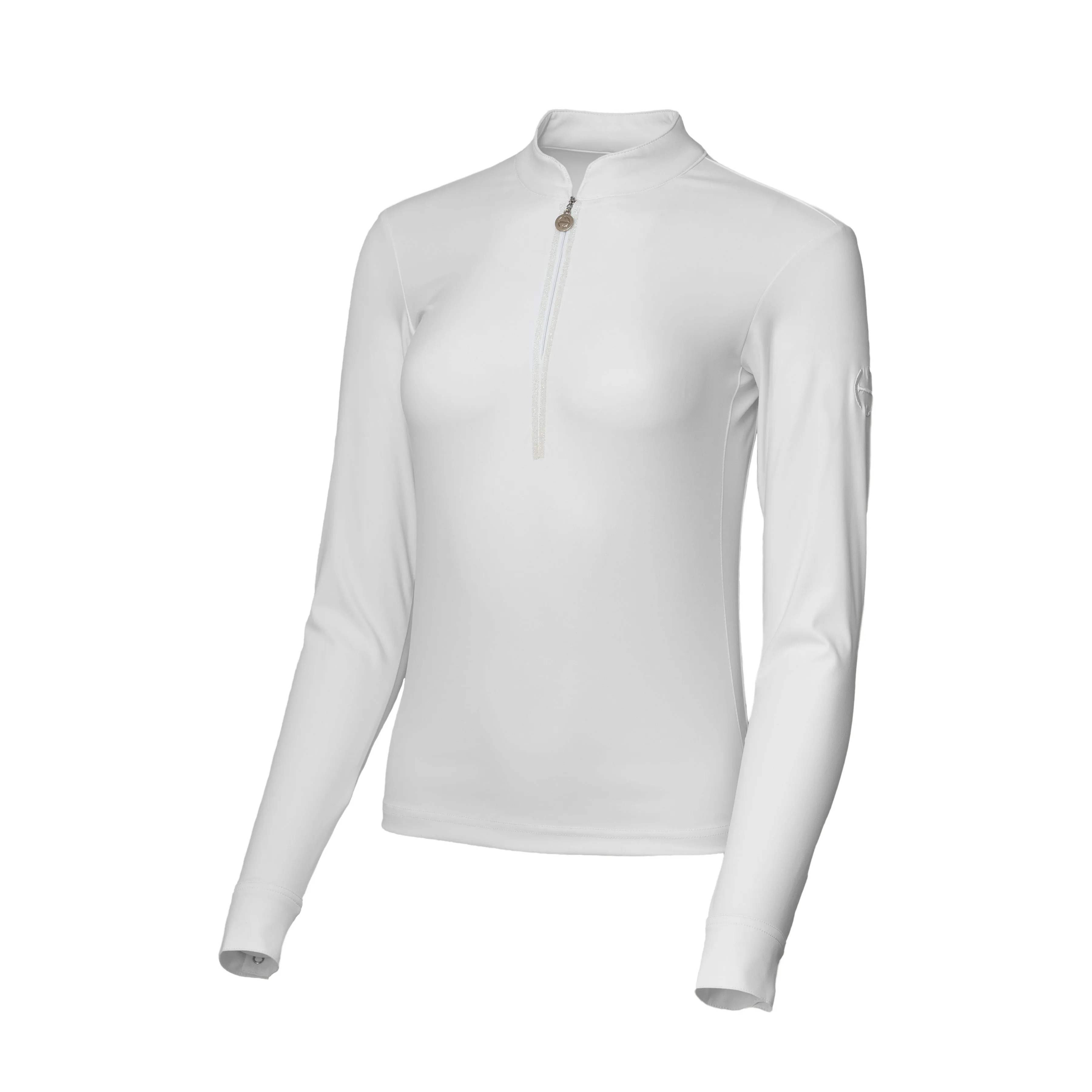 Heidi - Long Sleeve Riding Top with Crystal Fabric Trim