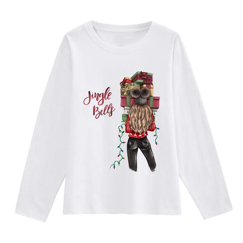 Hello Christmas Women White T-Shirt O