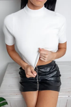 HERMA KNIT CROP TOP - White
