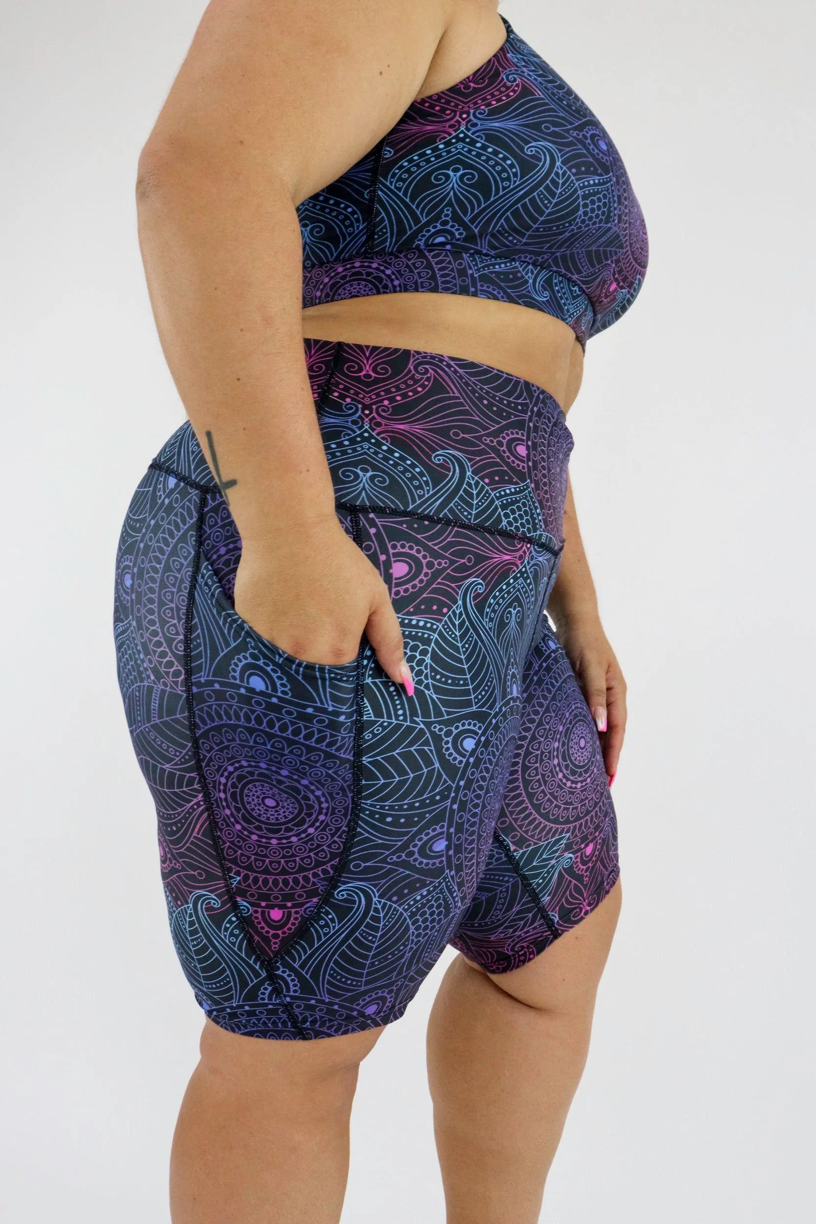 Holographic Mandala  - Dynamic Active - Pocket Long Shorts