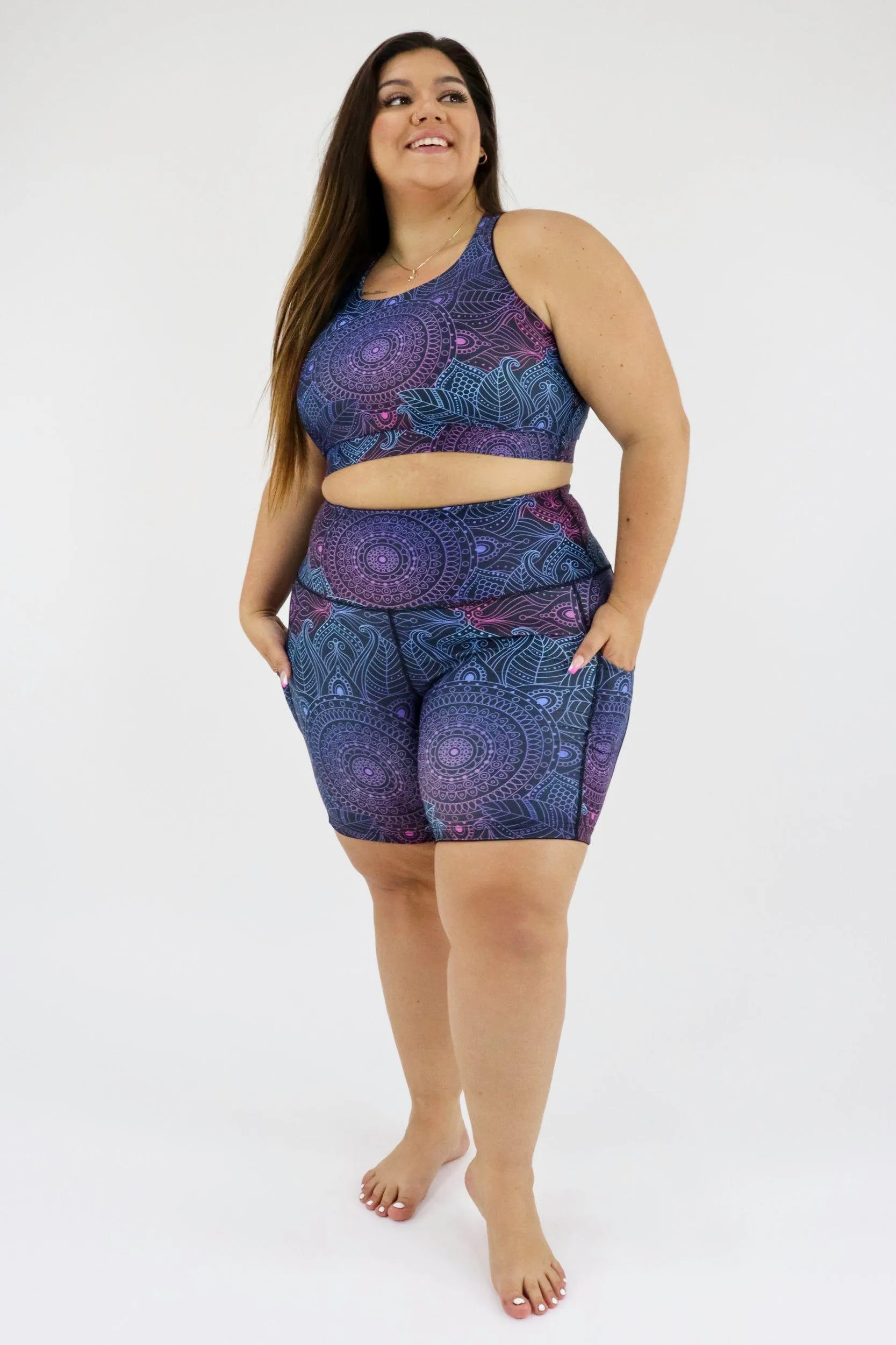 Holographic Mandala - Dynamic Active - Pocket Mid Shorts - Silicone