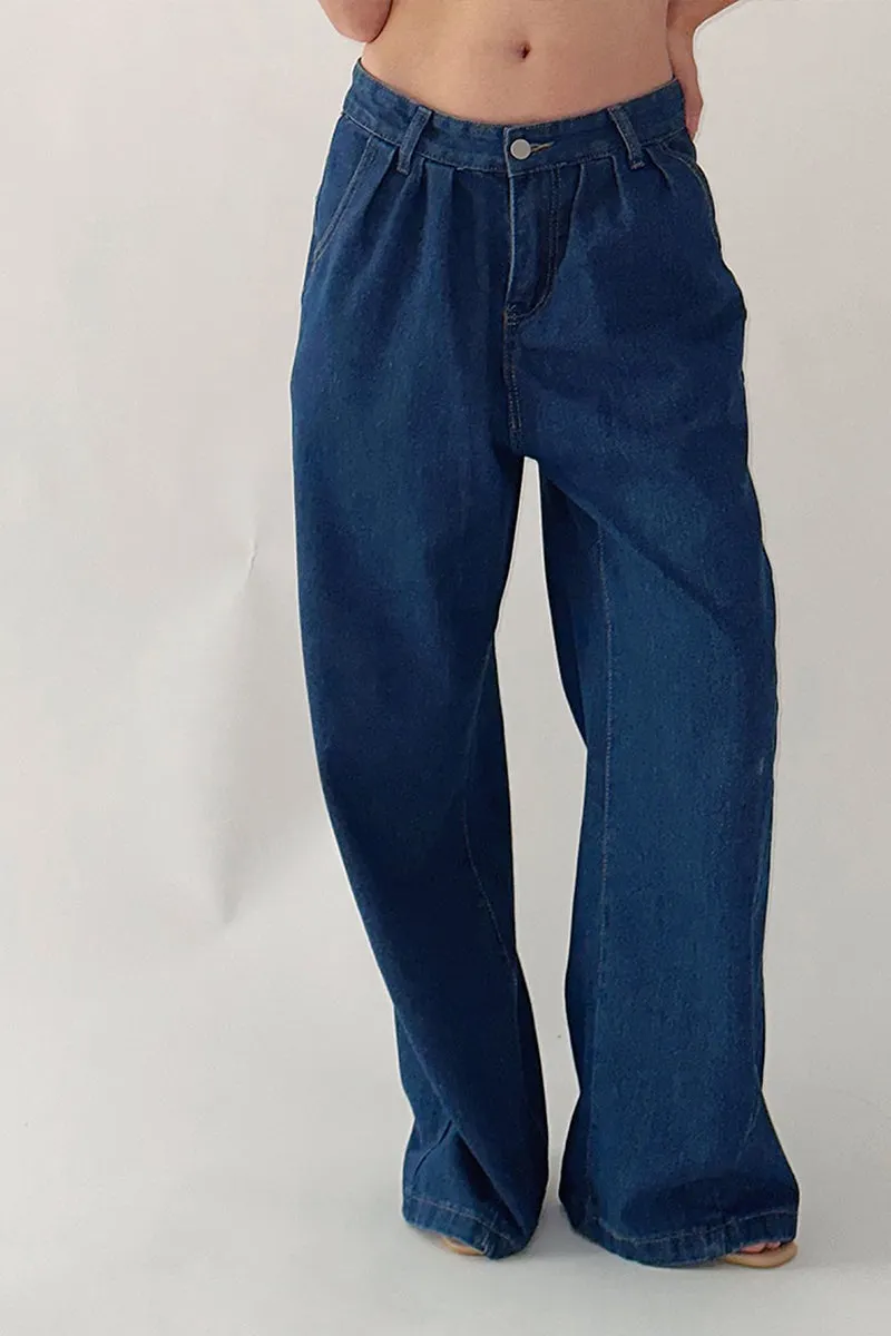 HPS1080 Wide-Leg Denim Trousers Pants