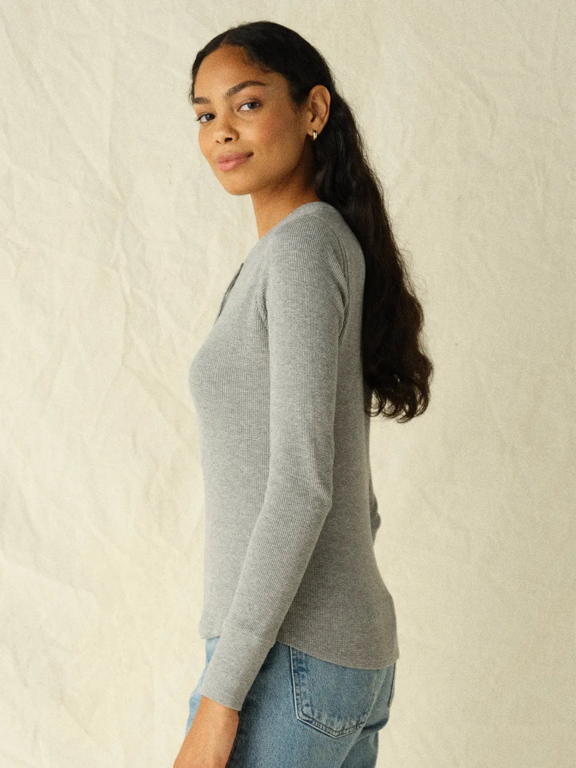 Hudson Waffle Henley | Heather Grey