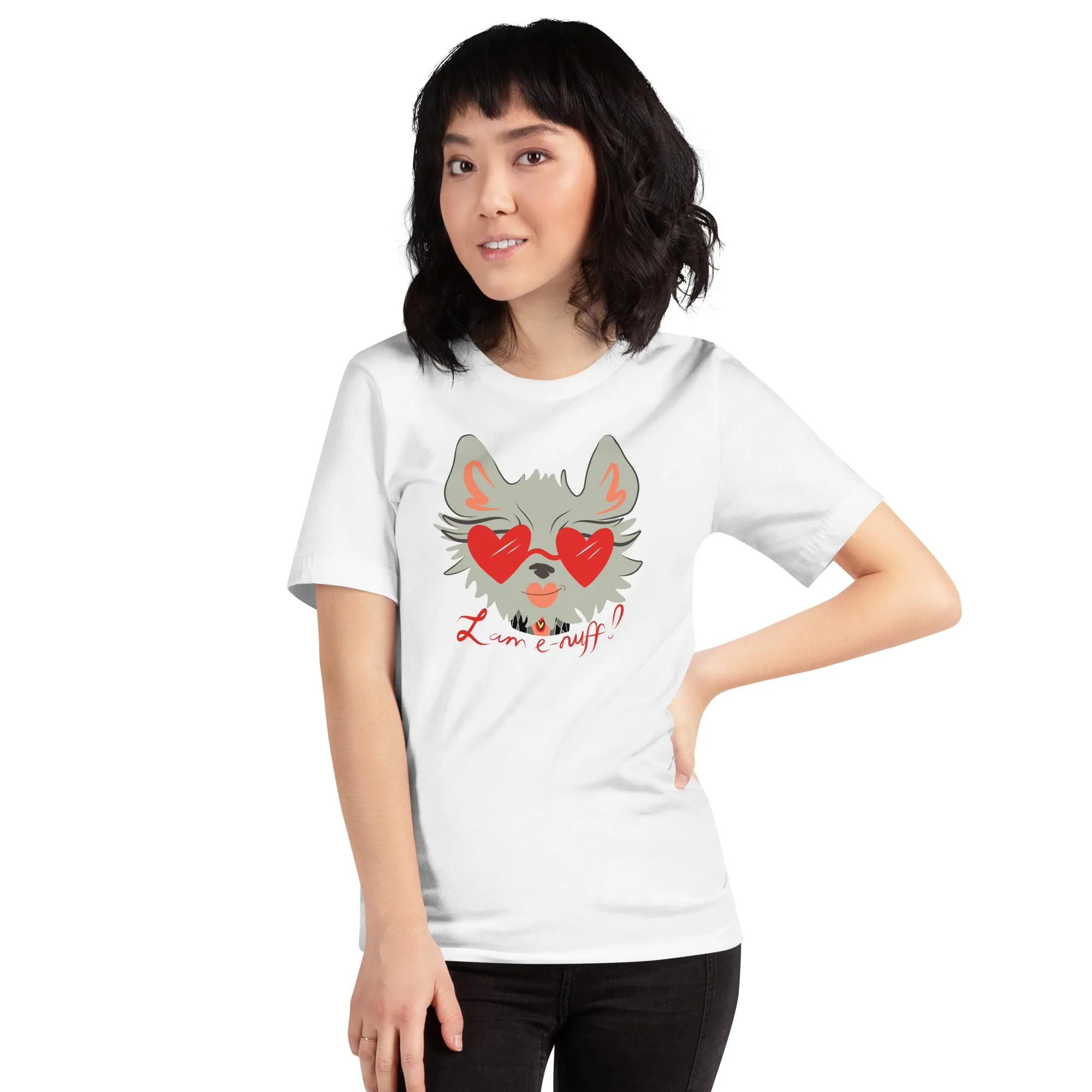 I AM E-NUFF CAT Inspirational Positive Message Cotton Tee for Women