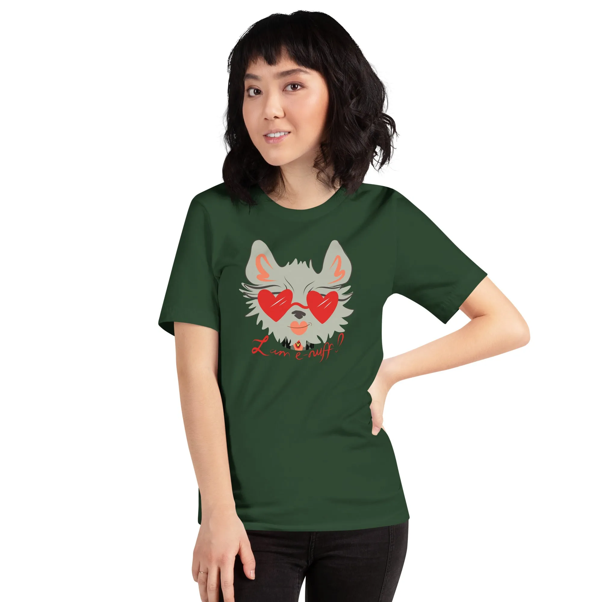 I AM E-NUFF CAT Inspirational Positive Message Cotton Tee for Women