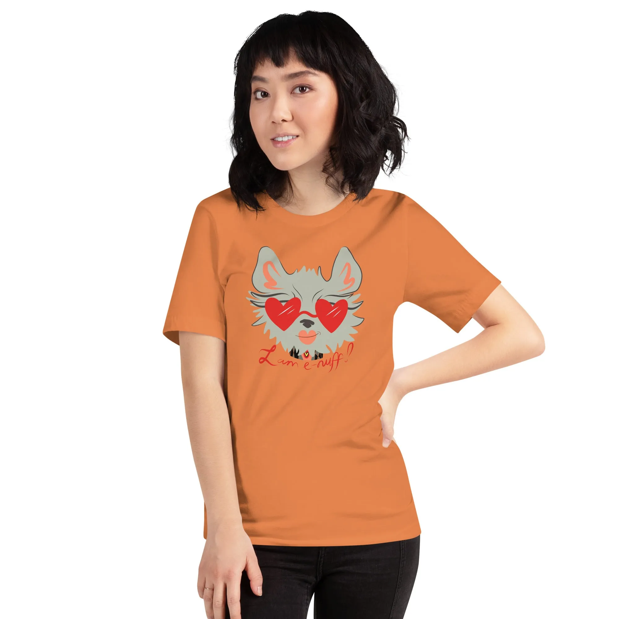I AM E-NUFF CAT Inspirational Positive Message Cotton Tee for Women