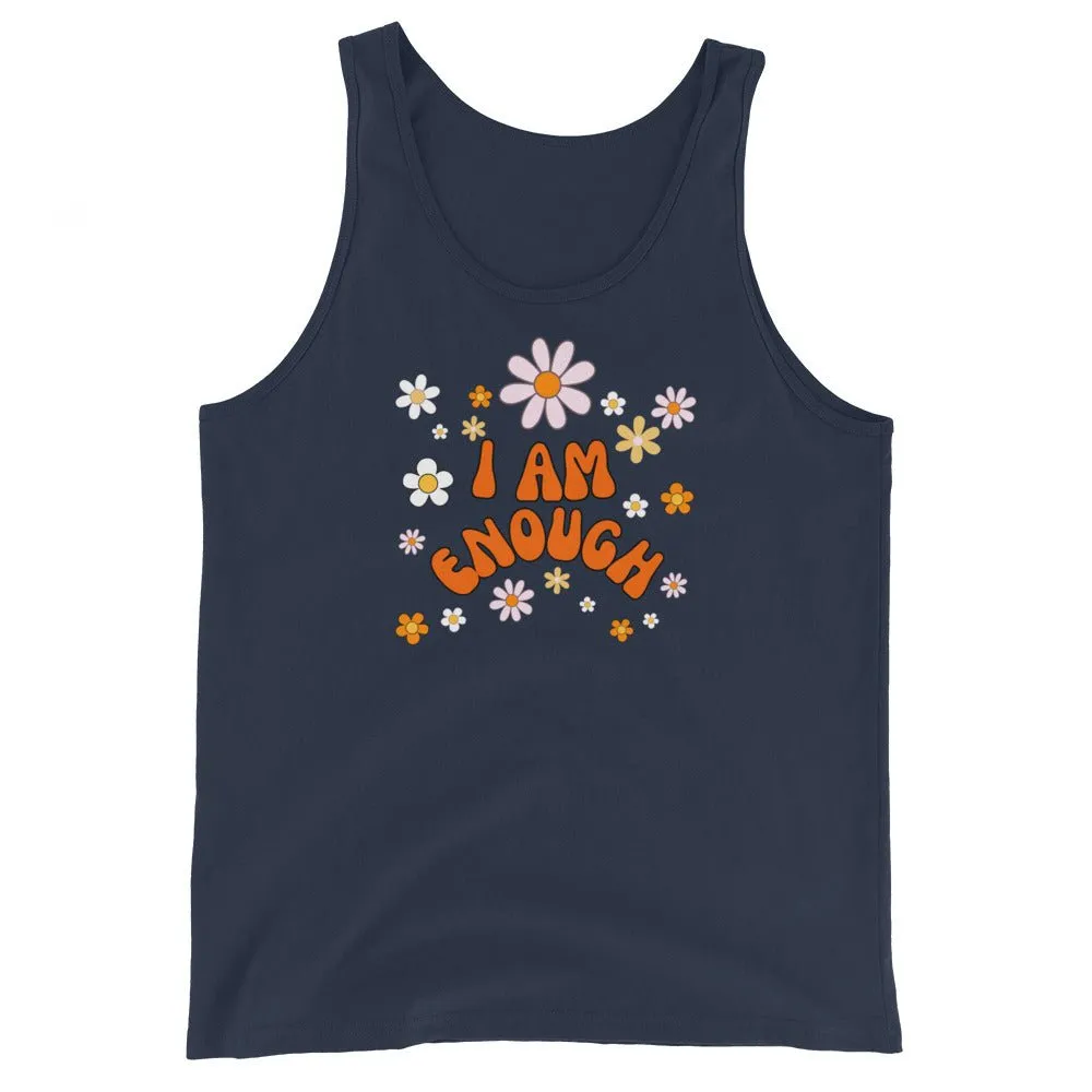 I AM ENOUGH Flower Power Inspirational Affirmation Tank Top for Women