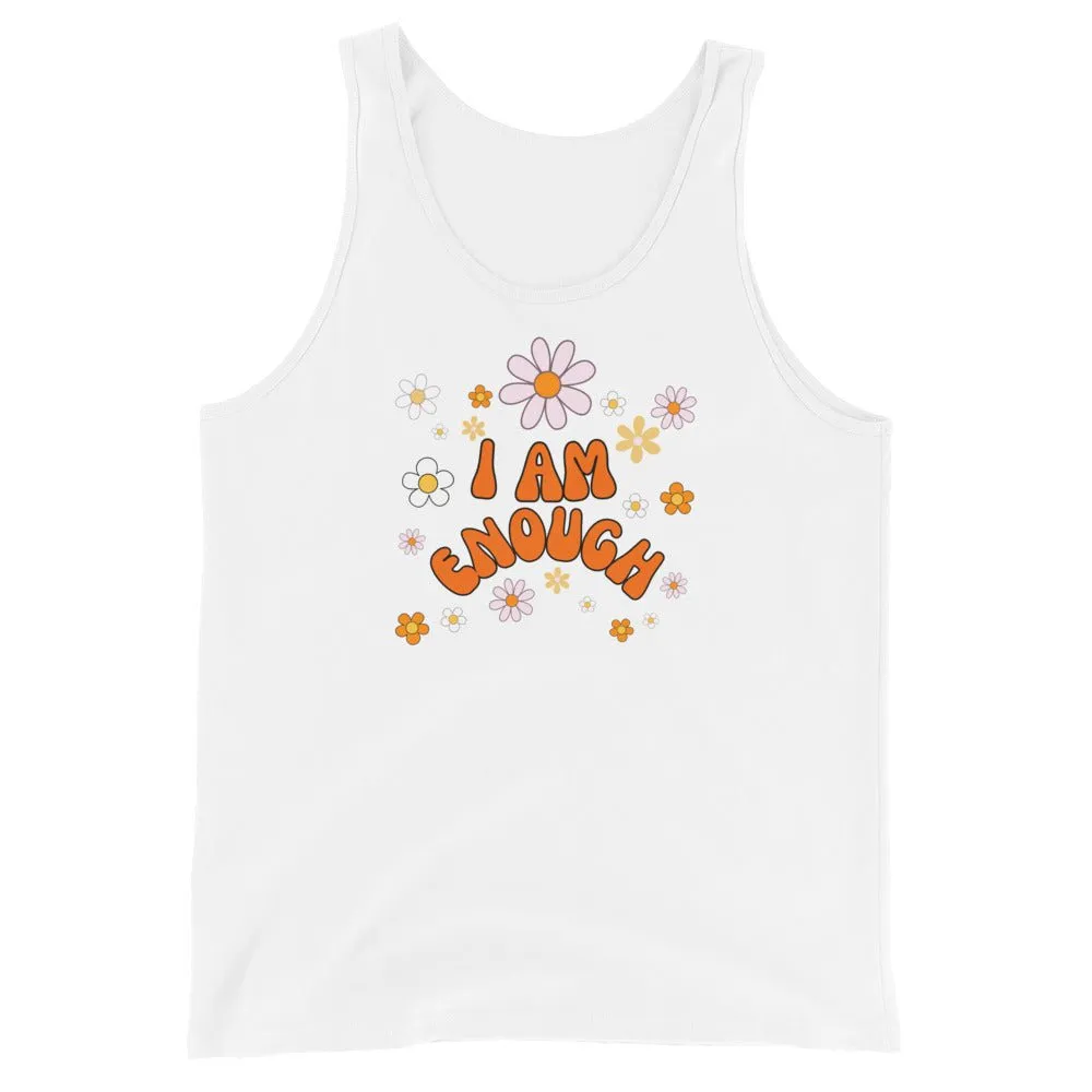 I AM ENOUGH Flower Power Inspirational Affirmation Tank Top for Women