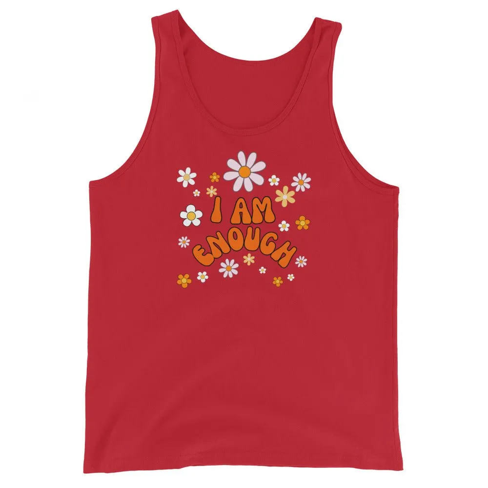 I AM ENOUGH Flower Power Inspirational Affirmation Tank Top for Women