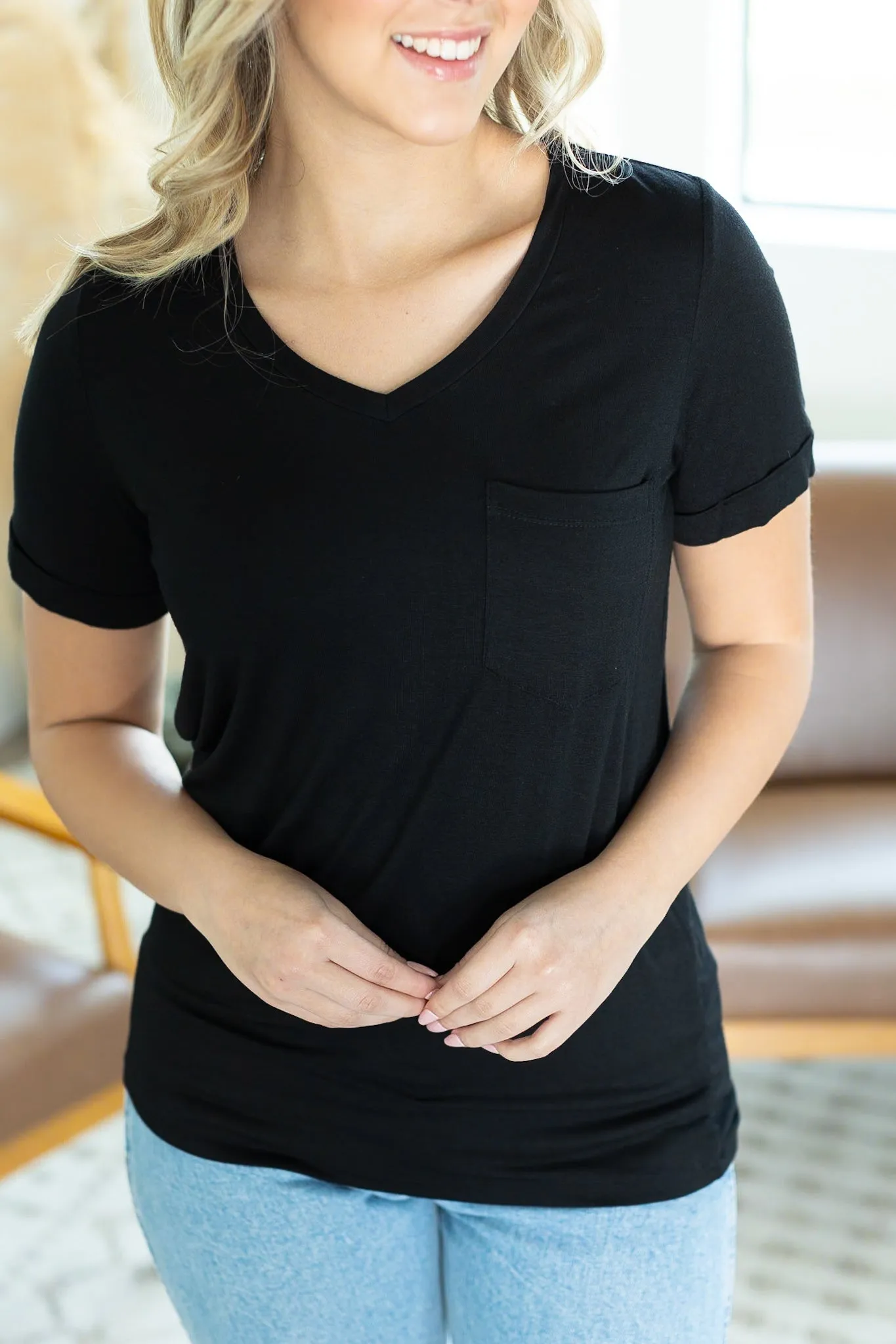 IN STOCK Sophie Pocket Tee - Black | Women's Short Sleeve