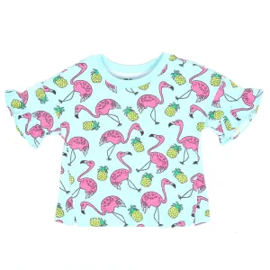 Infant Girls T-Shirt Flamingo-Fair Aqua | Bachaa Party Baby Clothes Girls Tops & T-Shirts