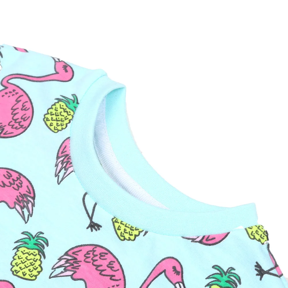 Infant Girls T-Shirt Flamingo-Fair Aqua | Bachaa Party Baby Clothes Girls Tops & T-Shirts