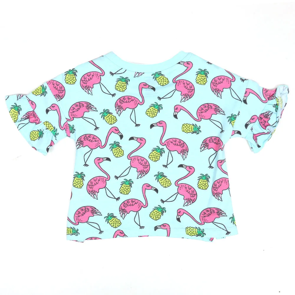Infant Girls T-Shirt Flamingo-Fair Aqua | Bachaa Party Baby Clothes Girls Tops & T-Shirts