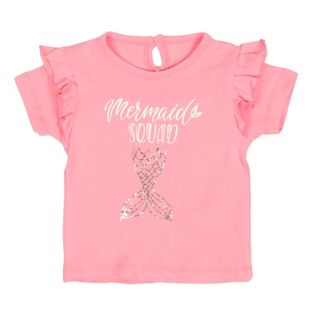 Infant Girls T-Shirt Mermaid - Pink Lemon | Bachaa Party Baby Clothes Girls Tops & T-Shirts