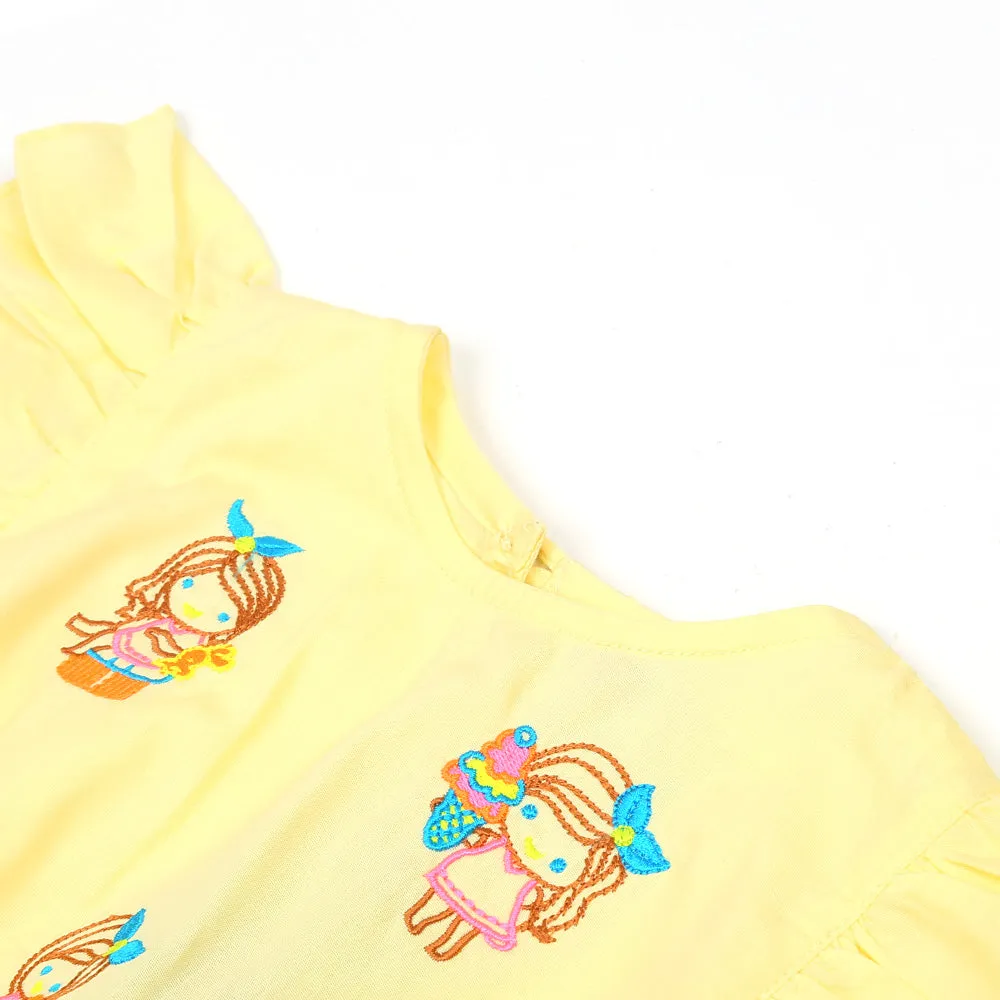 Infants Girls Embroidered Top Baby Doll - L.Yellow | Bachaa Party Baby Clothes Girls Tops & T-Shirts