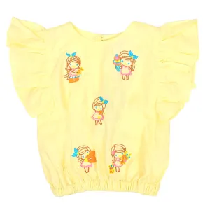 Infants Girls Embroidered Top Baby Doll - L.Yellow | Bachaa Party Baby Clothes Girls Tops & T-Shirts
