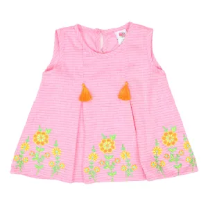 Infants Girls Embroidered Top Fairytale - Pink | Bachaa Party Baby Clothes Girls Tops & T-Shirts