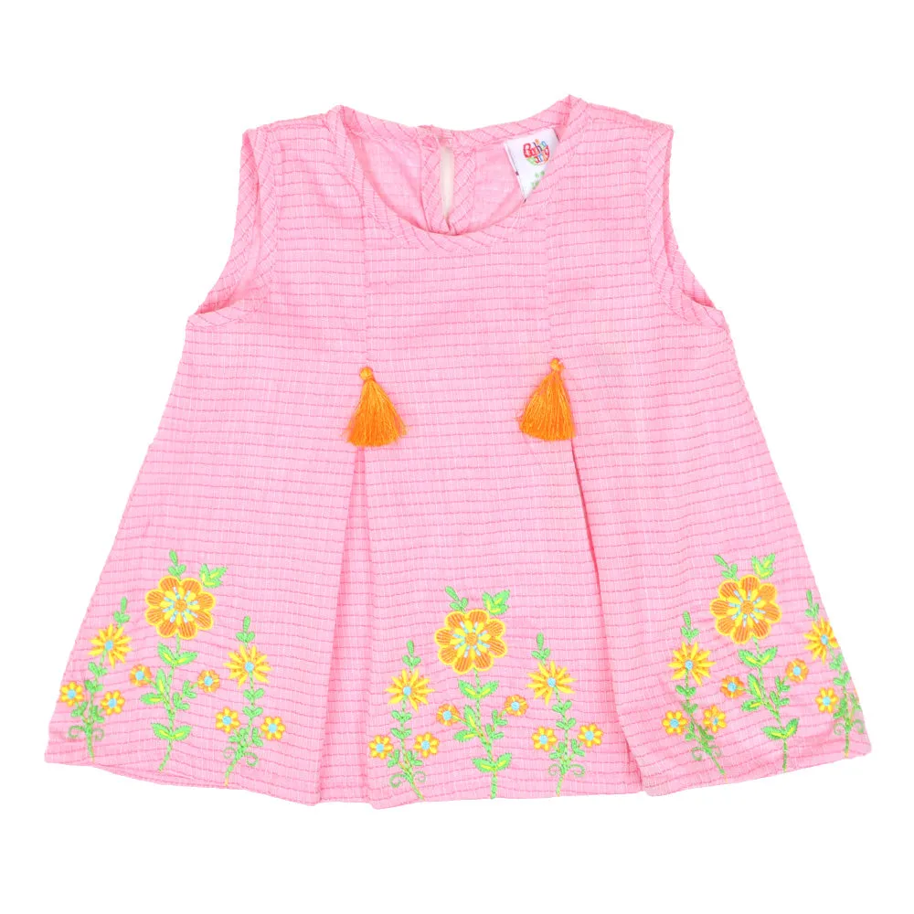 Infants Girls Embroidered Top Fairytale - Pink | Bachaa Party Baby Clothes Girls Tops & T-Shirts