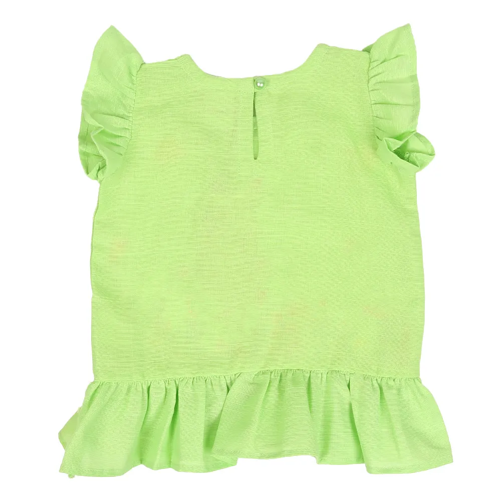 Infants Girls Embroidered Top Melody - Green | Bachaa Party Baby Clothes Girls Tops & T-Shirts