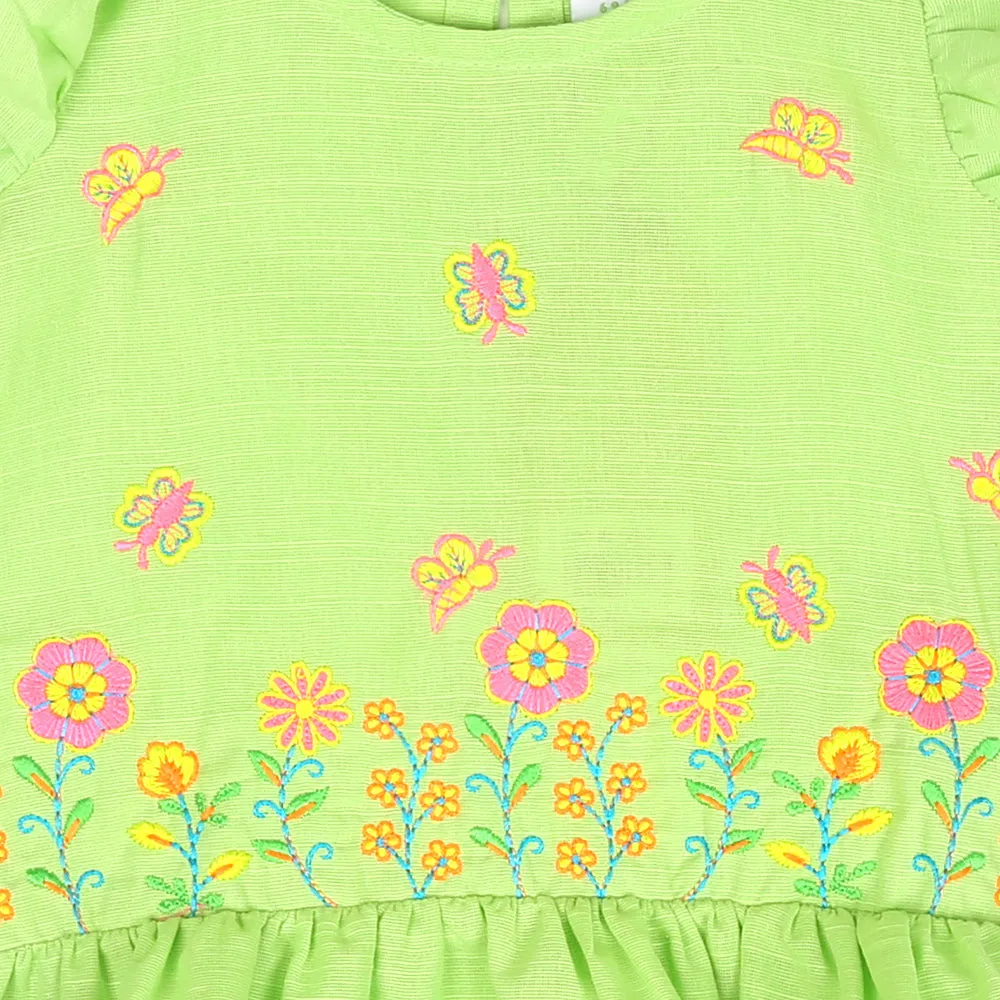 Infants Girls Embroidered Top Melody - Green | Bachaa Party Baby Clothes Girls Tops & T-Shirts