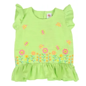 Infants Girls Embroidered Top Melody - Green | Bachaa Party Baby Clothes Girls Tops & T-Shirts