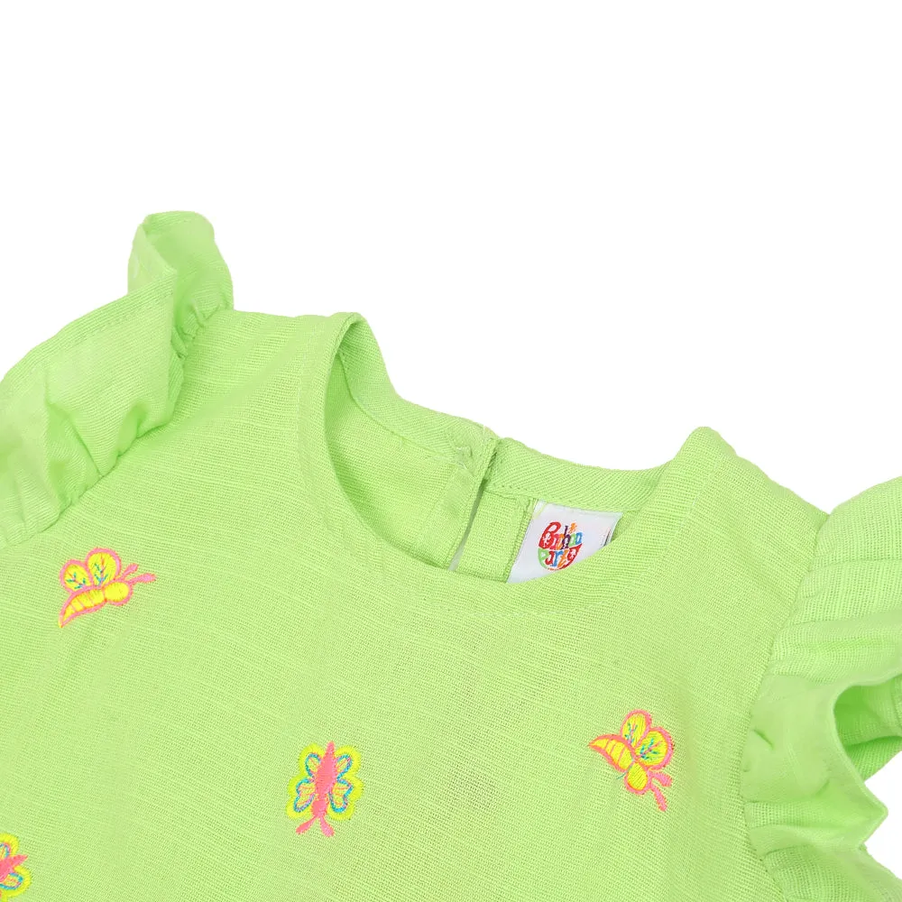 Infants Girls Embroidered Top Melody - Green | Bachaa Party Baby Clothes Girls Tops & T-Shirts