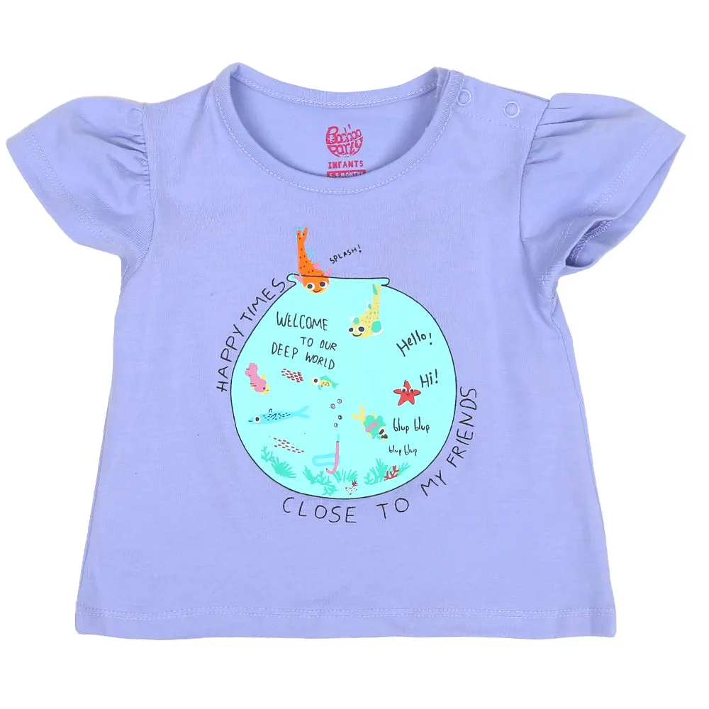 Infants Girls T-Shirt Happy Times - B. Lavender | Bachaa Party Baby Clothes Girls Tops & T-Shirts