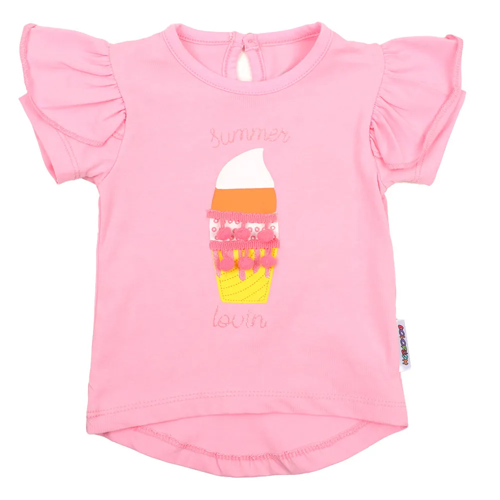Infants Girls T-Shirt Summer Lovin - Candy Pink | Bachaa Party Baby Clothes Girls Tops & T-Shirts