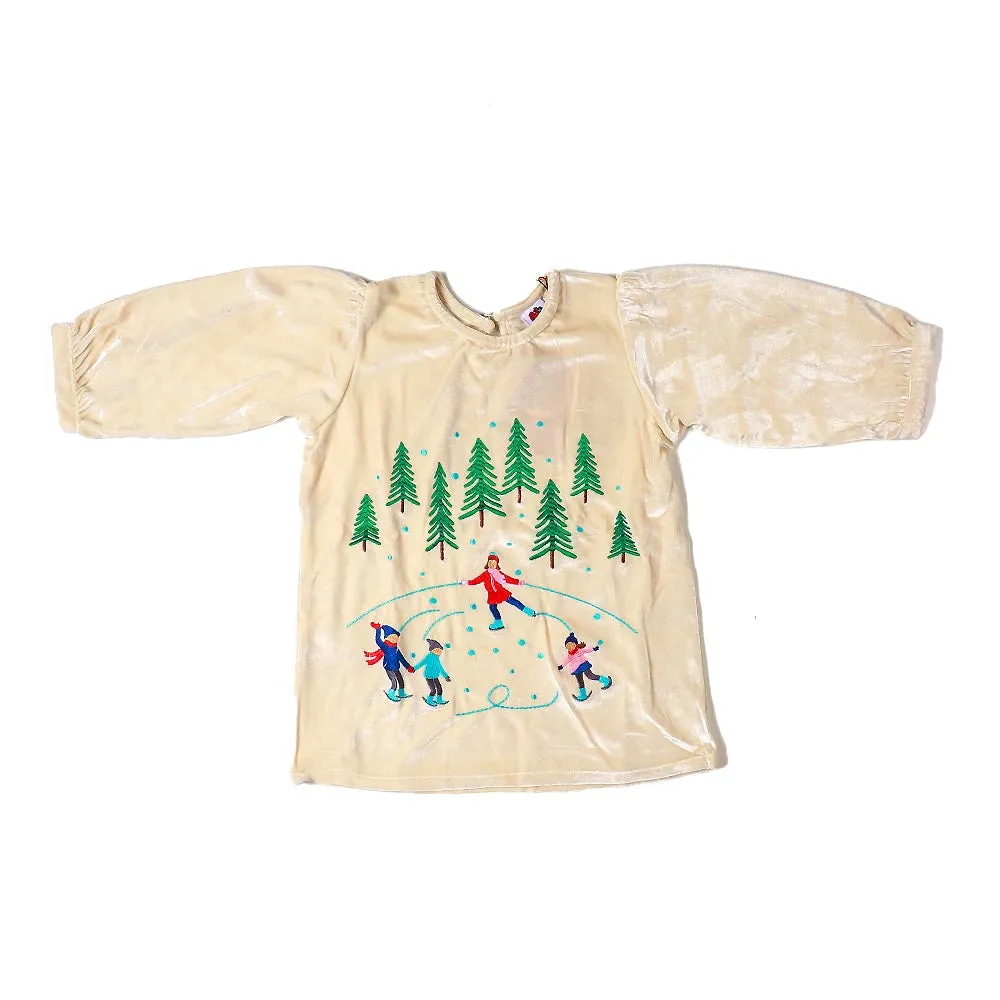 Infants Tree Velvet Top For Girls - Off White | Bachaa Party Baby Clothes Girls Tops & T-Shirts