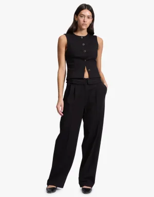 Irina Button Up Vest - Black