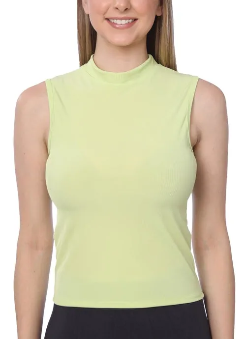 Isadora Paccini Women's Green Long Sleeveless Mock Turtle Neck