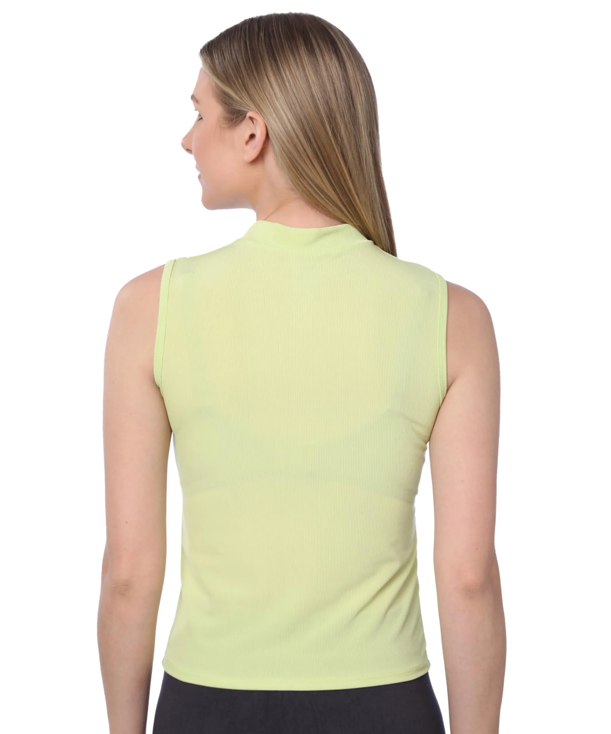 Isadora Paccini Women's Green Long Sleeveless Mock Turtle Neck