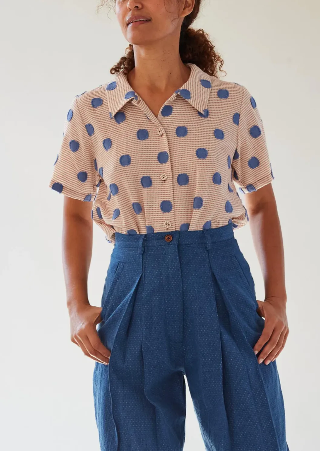 Johanson Shirt, Stripe with Clip Dot- Coast