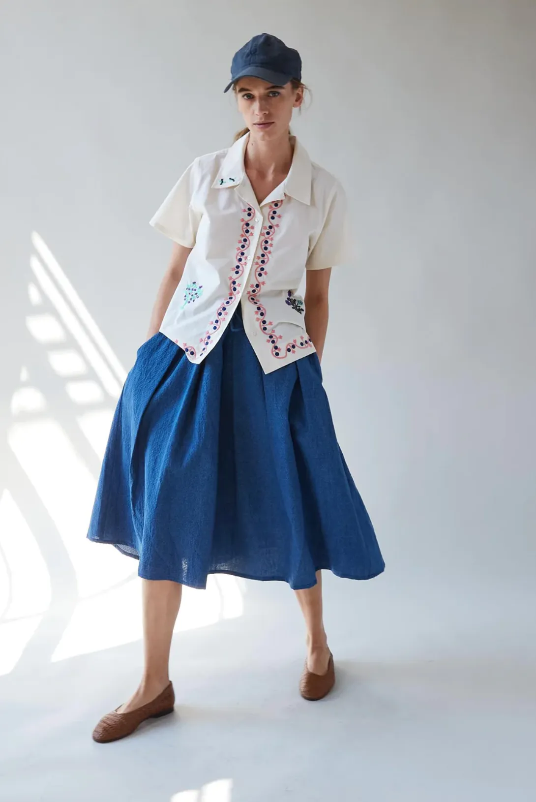 Johanson Shirt with Storybook Embroidery, Egret