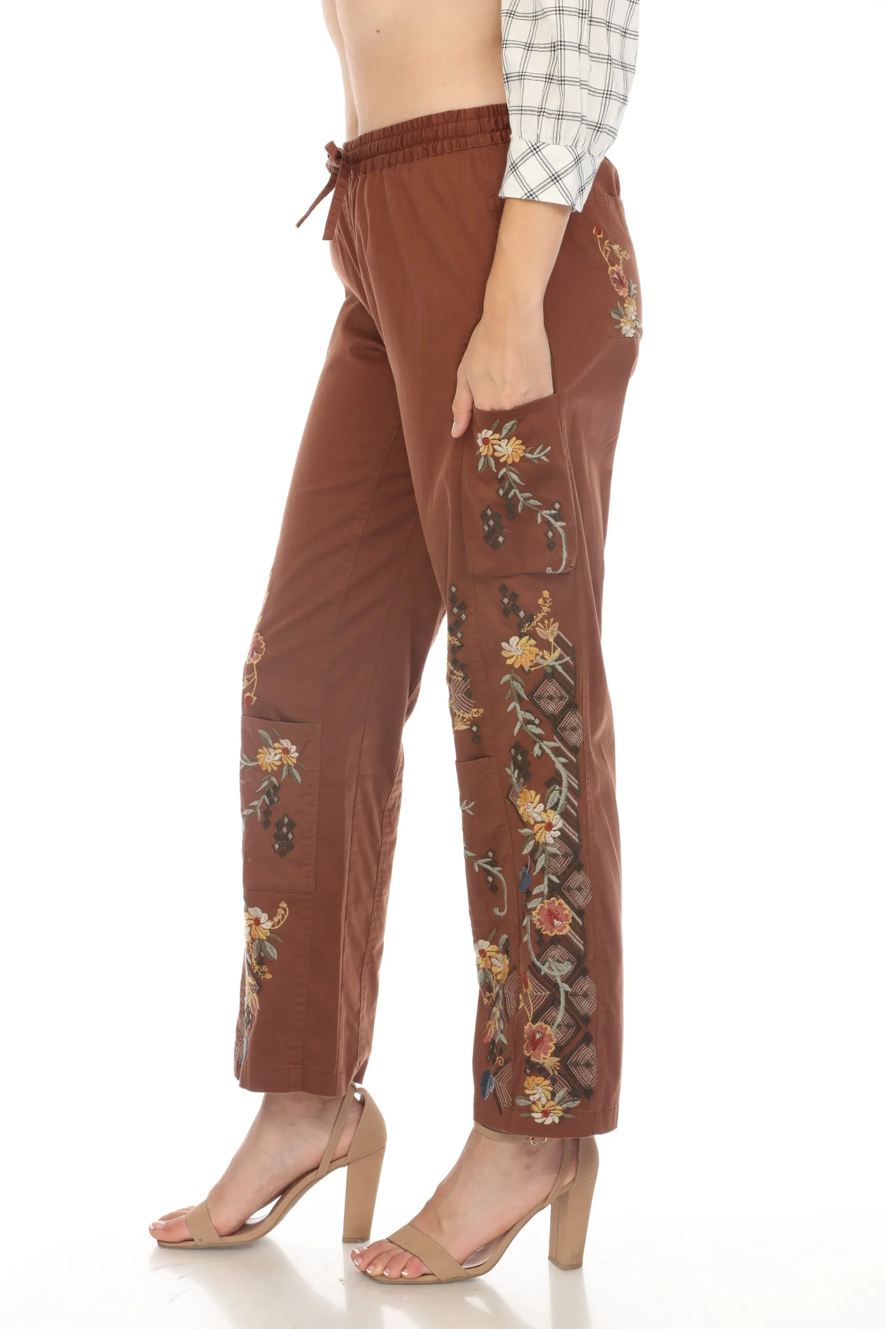Johnny Was Biya Whitney Embroidered Pants Boho Chic B66423