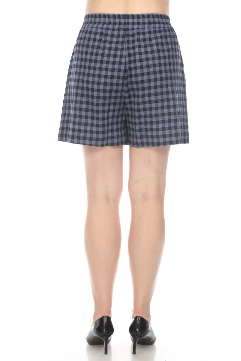 Johnny Was Calme Blue Checked Flounce Shorts Boho Chic O81018