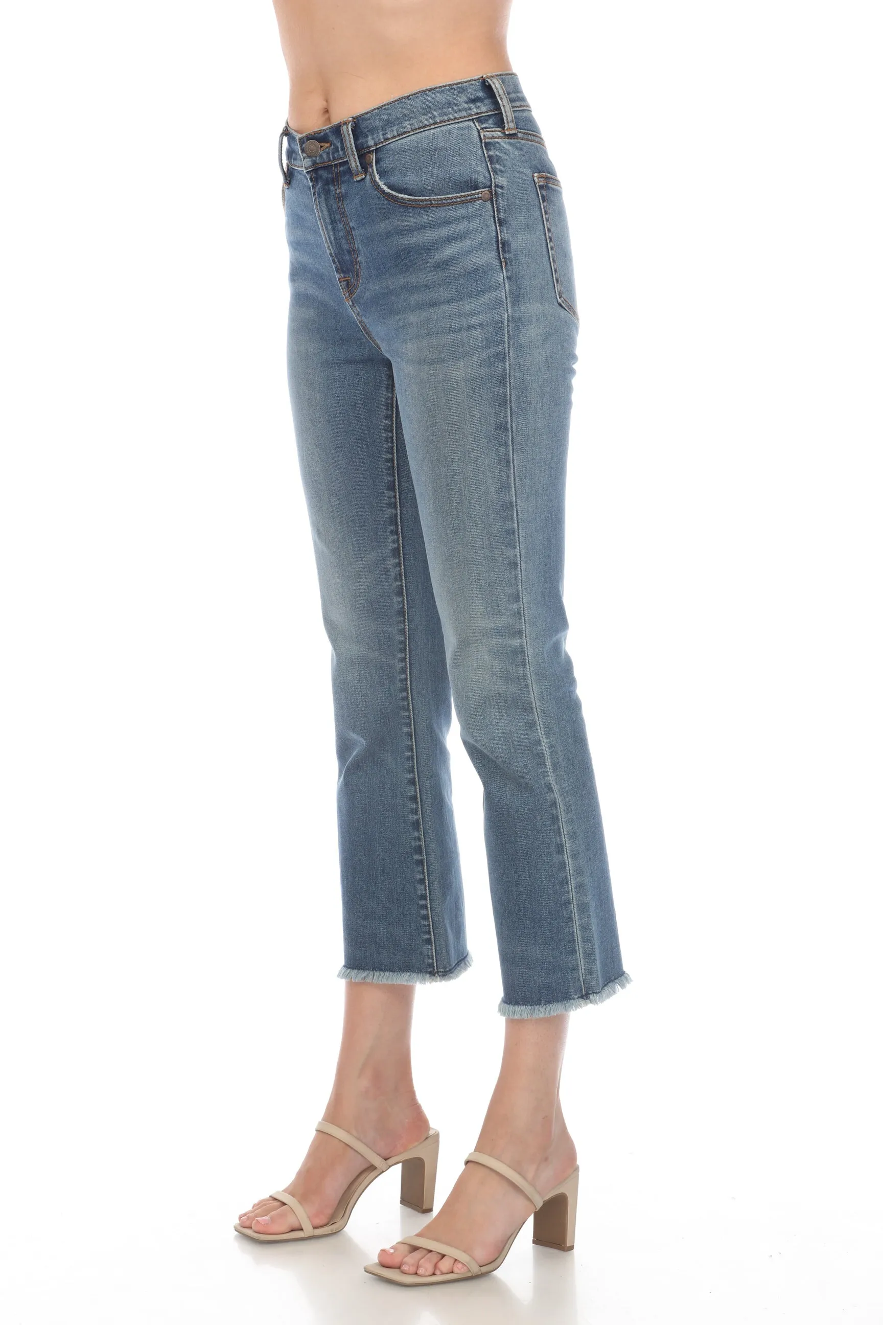 Johnny Was JWLA Denim Blue Cropped Baby Boot Jeans Boho Chic JWD1024