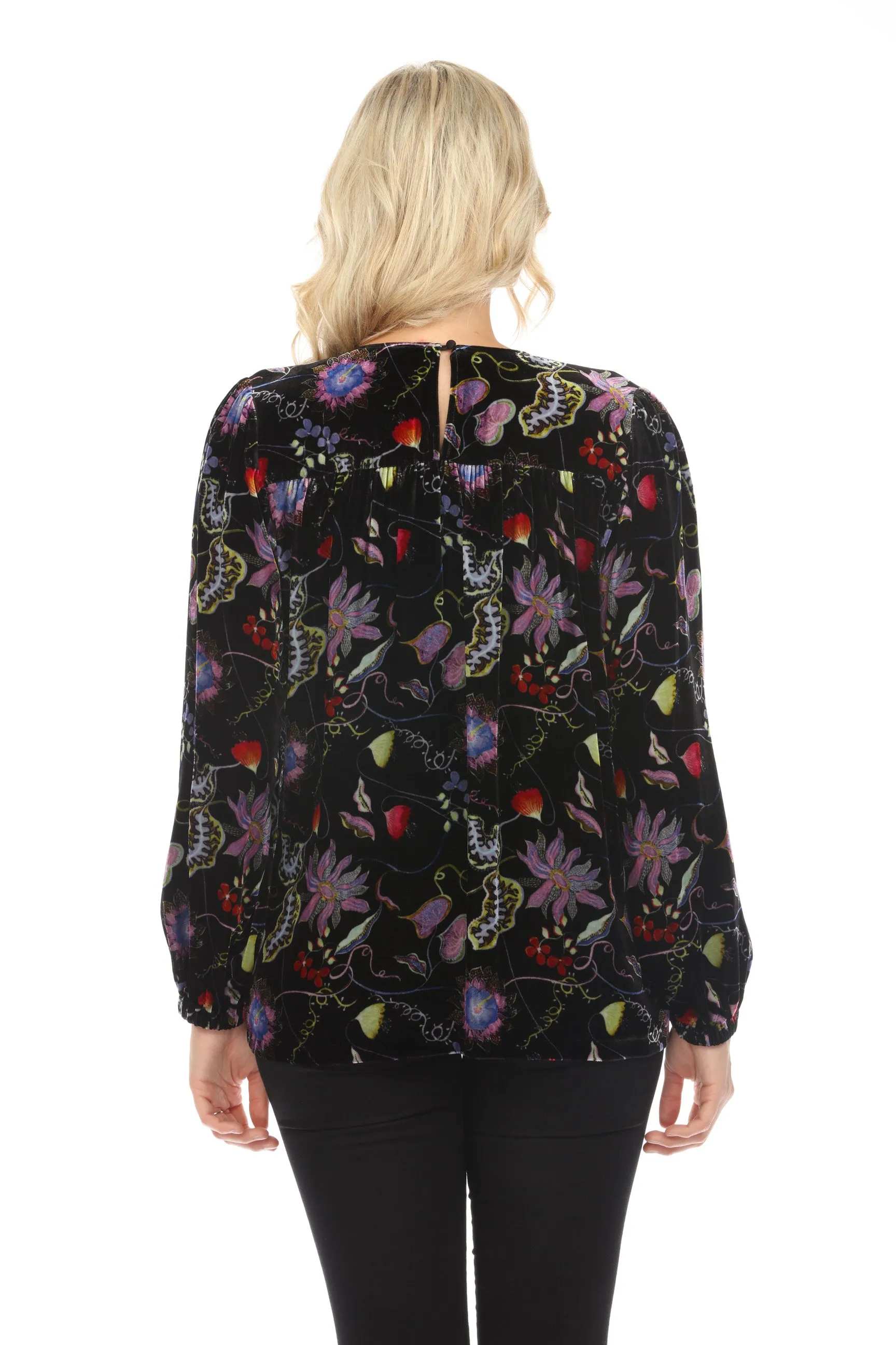 Johnny Was JWLA Inva Lucia High Neck Velvet Blouse Boho Chic J11023