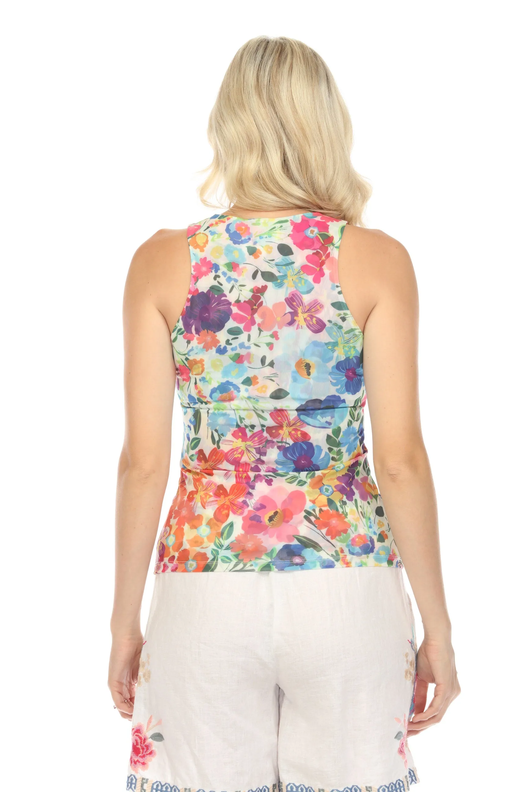 Johnny Was Love Kassandra Floral Mesh Tank Top Boho Chic L19024