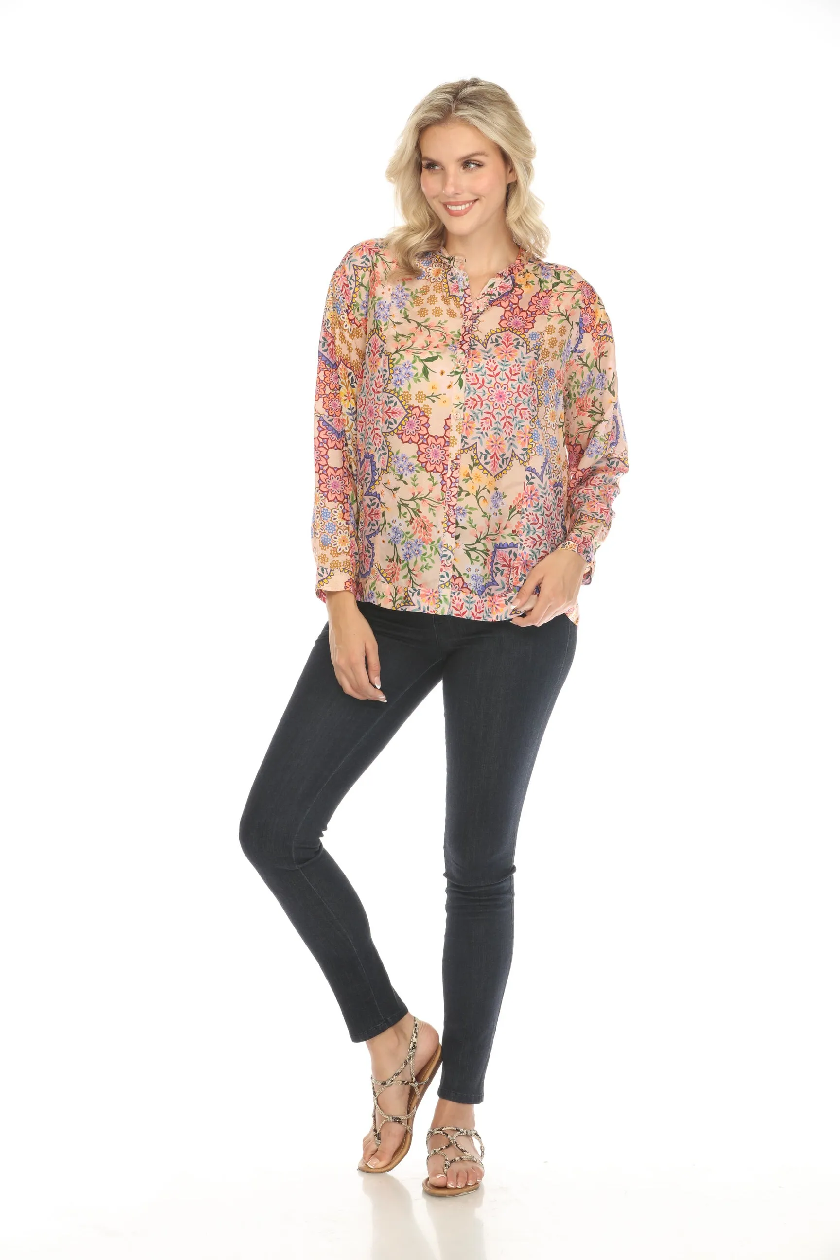 Johnny Was Spring Kalani Silk Blouse C11324A1 Boho Chic