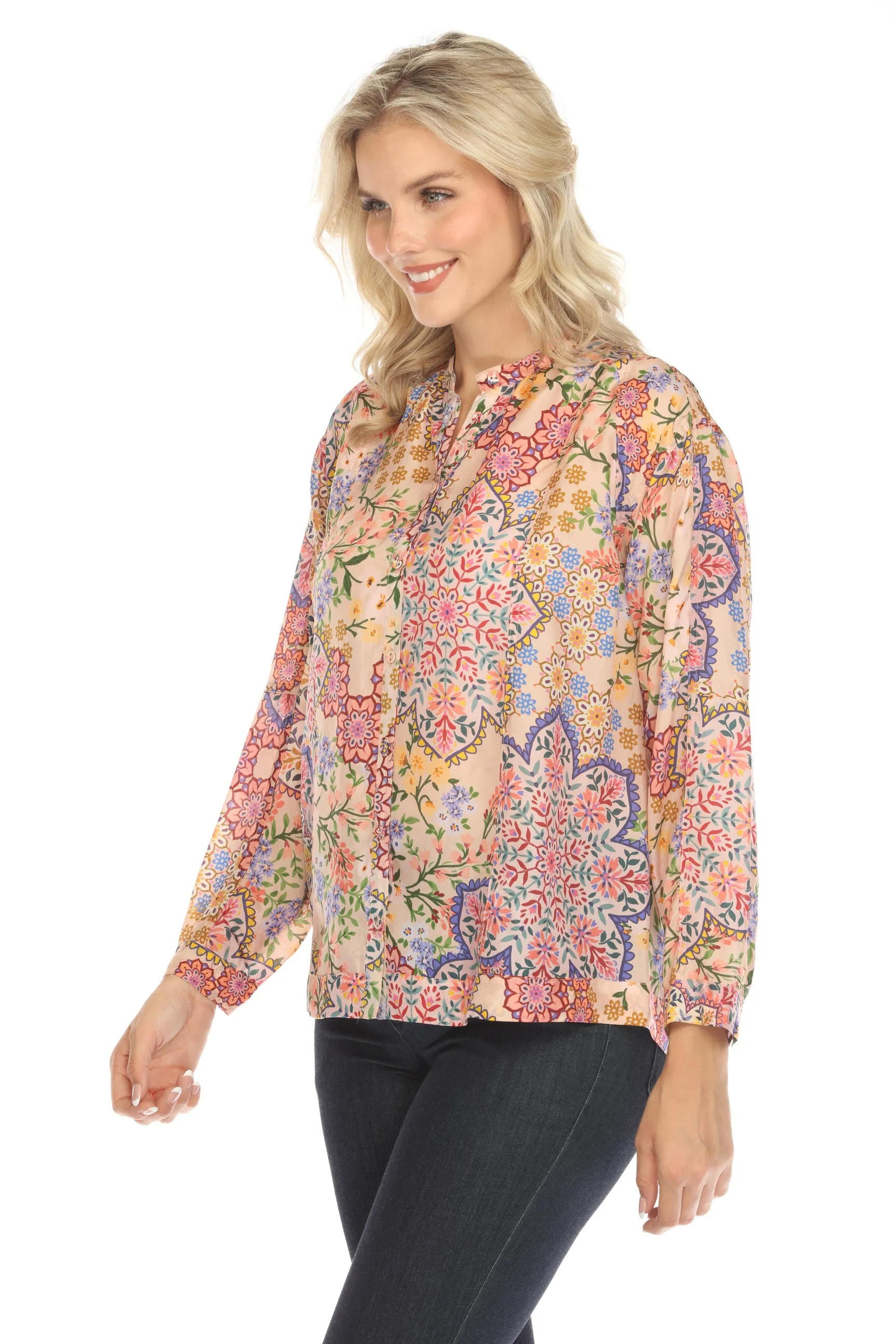 Johnny Was Spring Kalani Silk Blouse C11324A1 Boho Chic