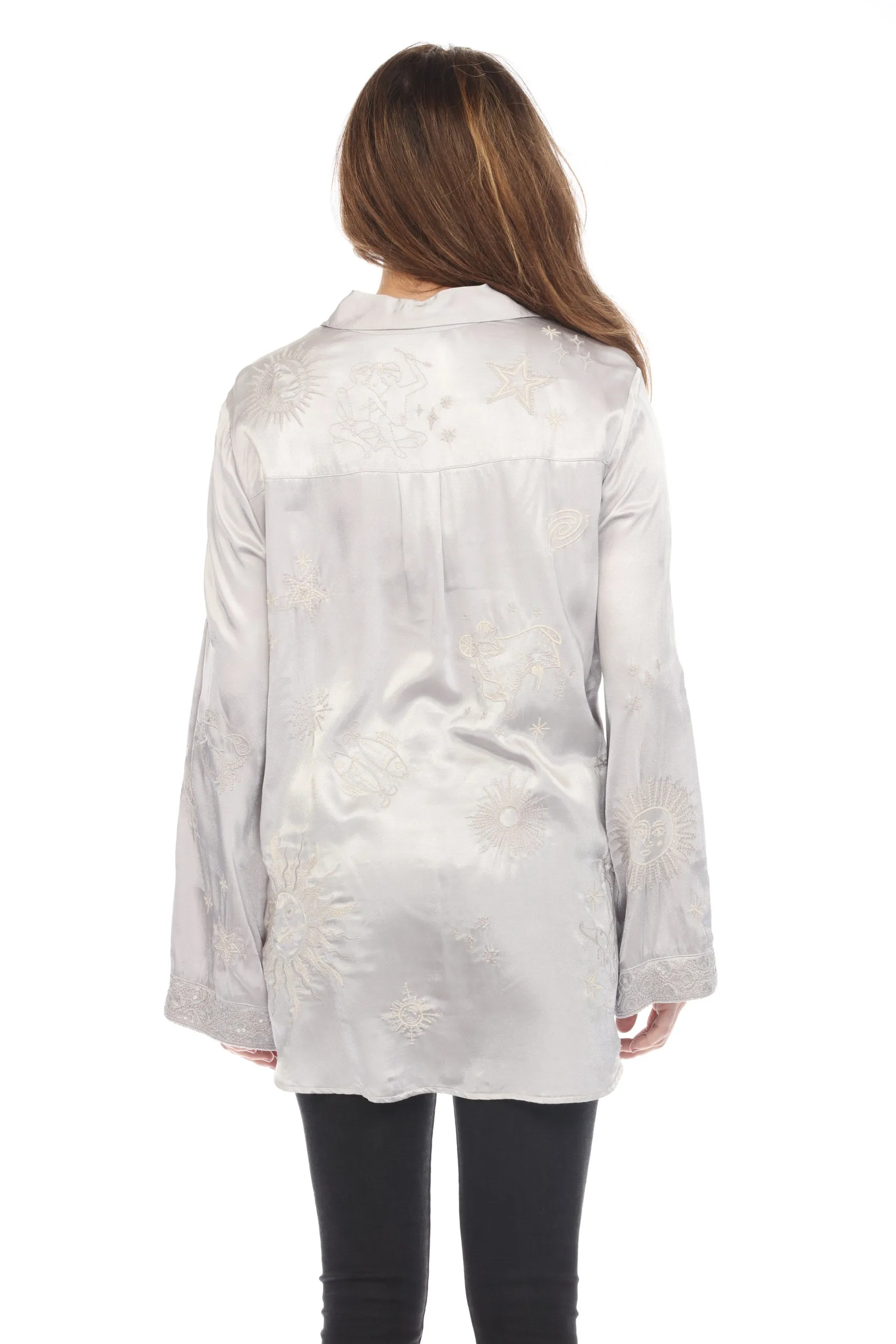 Johnny Was Workshop Estrella Kimono Sleeve Oversized Shirt Boho Chic W16623 *