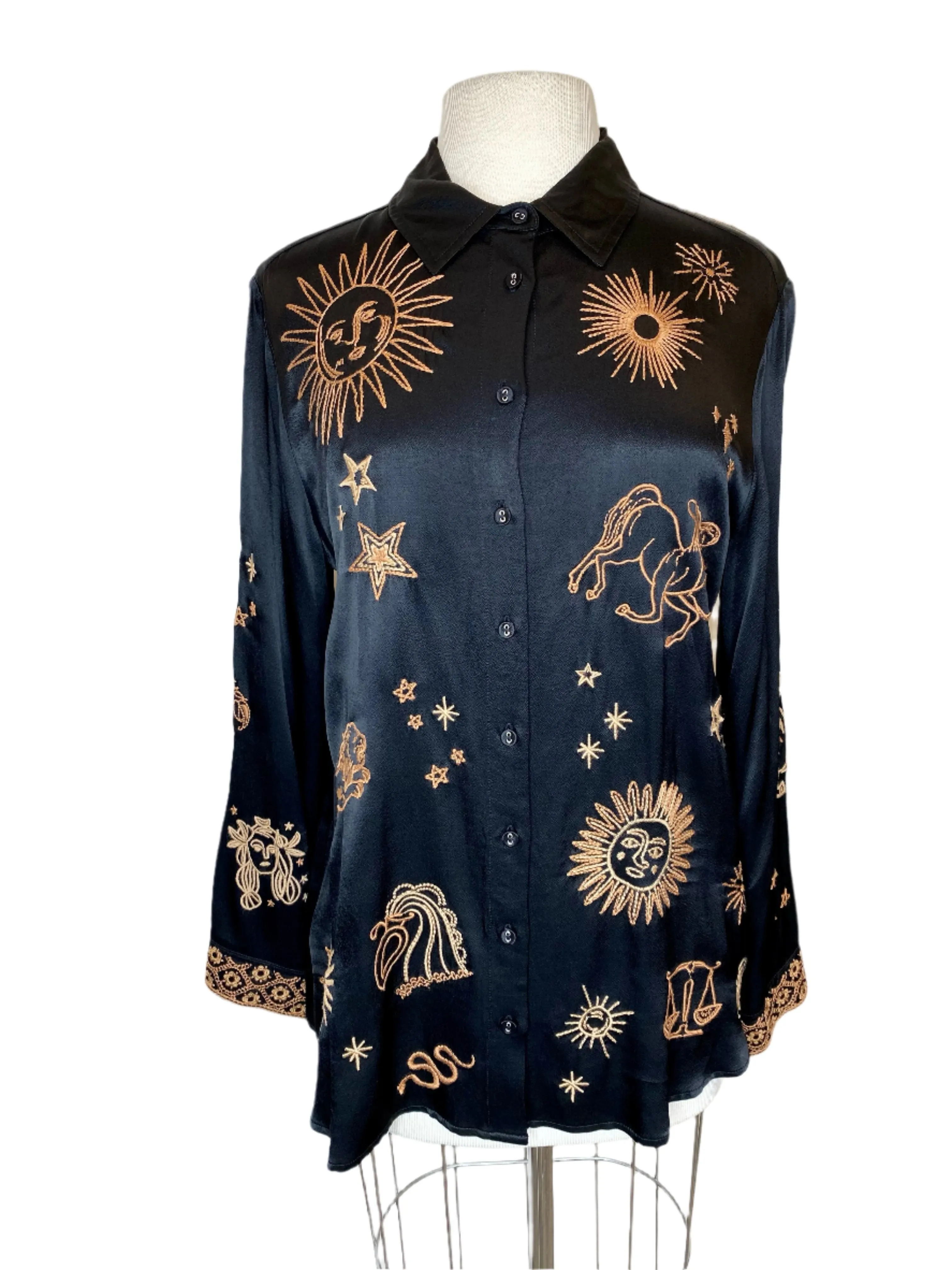 Johnny Was Workshop Estrella Kimono Sleeve Oversized Shirt Boho Chic W16623 *