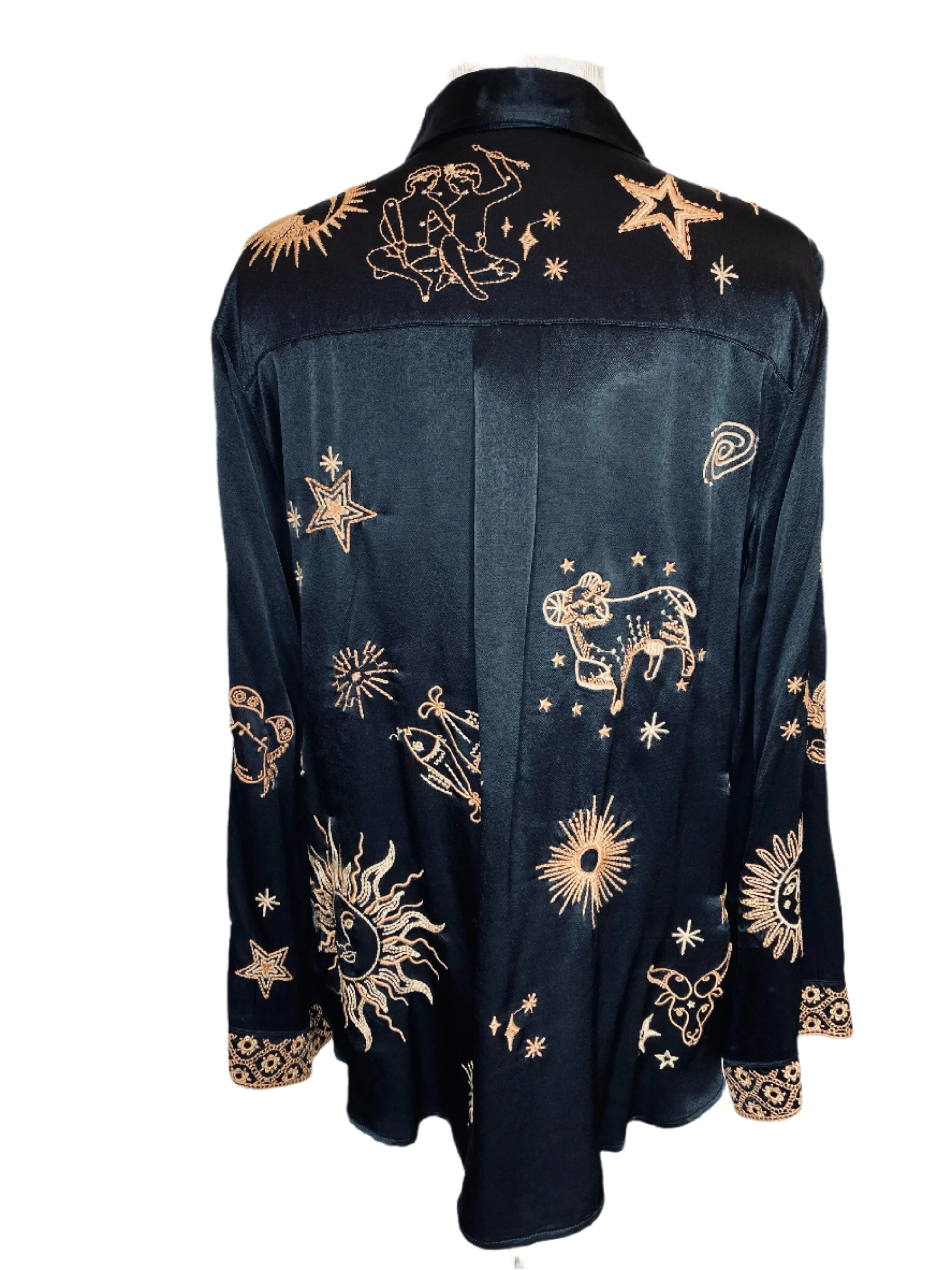 Johnny Was Workshop Estrella Kimono Sleeve Oversized Shirt Boho Chic W16623 *