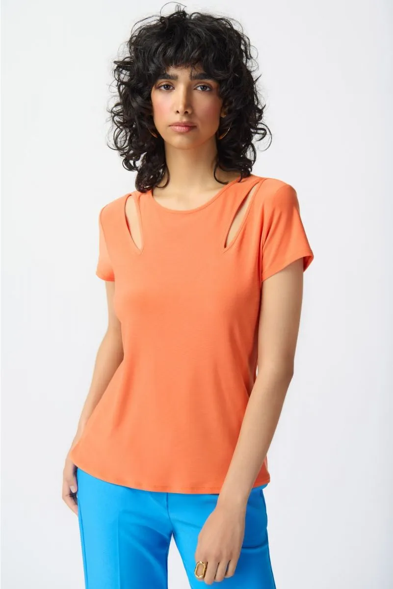 Joseph Ribkoff Cutout Detail Short Sleeve T-Shirt Top 241245