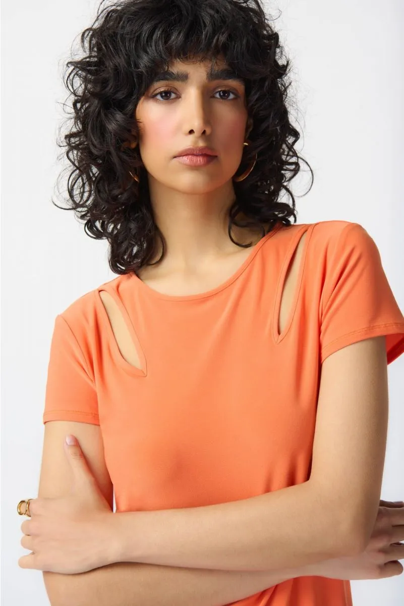 Joseph Ribkoff Cutout Detail Short Sleeve T-Shirt Top 241245