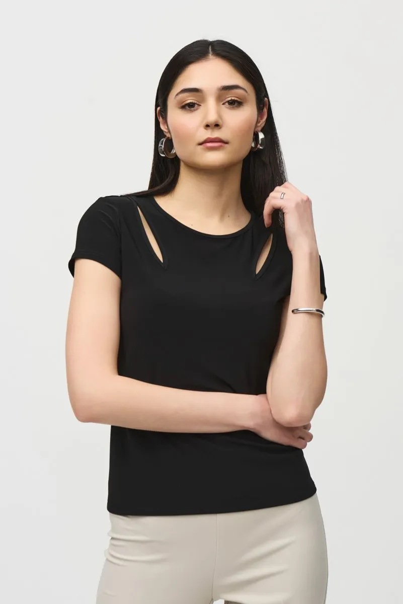 Joseph Ribkoff Cutout Detail Short Sleeve T-Shirt Top 241245