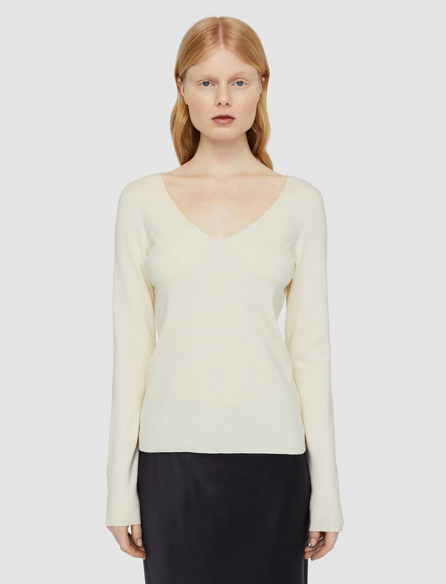 JOSEPH SILK STRETCH V-NECK TOP
