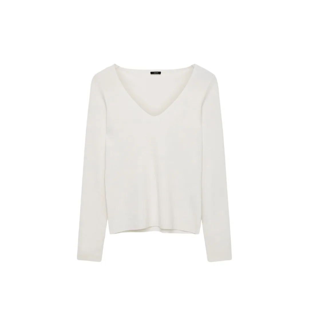 JOSEPH SILK STRETCH V-NECK TOP